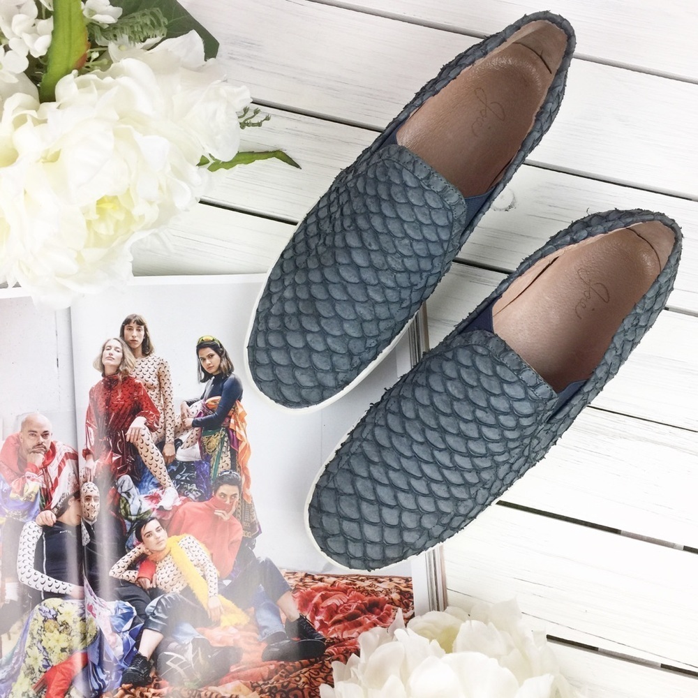 Joie Snake Embossed Leather Slip On Sneakers 41